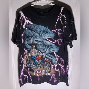 Vintage 90s single stitch American thunder aop lightning shirt